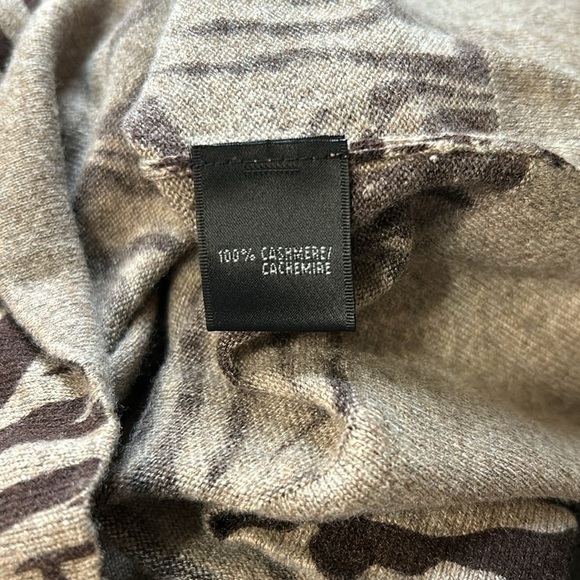 LAFAYETTE 148 Cashmere Brown Zebra Print Cardigan Sweater SET Sz M Shell Sz L - Picture 11 of 12